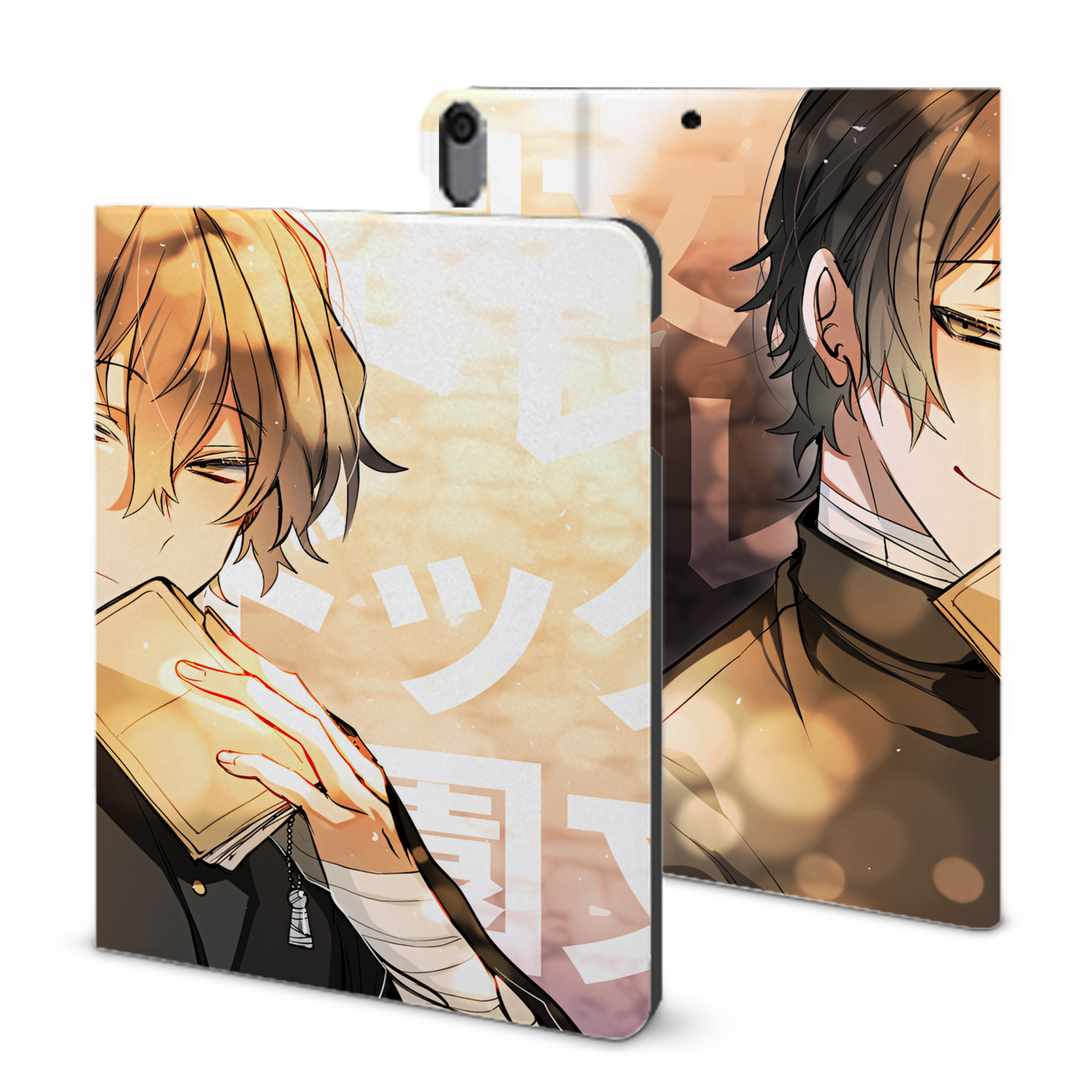 （画像用） 文豪ストレイドッグス Bungo Stray Dogs IPad ケース ブック型 PUレザー TPU 耐衝撃 軽量 薄型 ペン収納なし 全面保護 IPad 各モデル対応